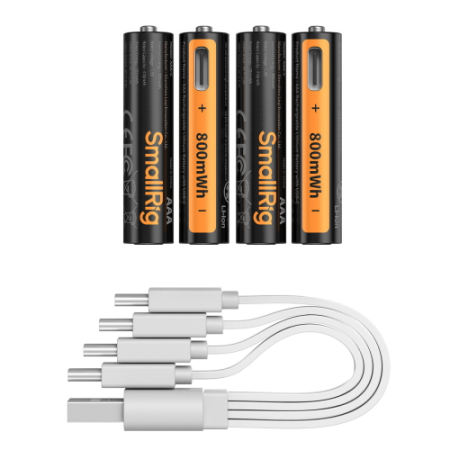SmallRig 5769 - zestaw, 4x bateria/akumulator AAA z portem USB-C - zawartość zestawu